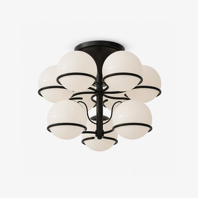 Opal Glass Globe Semiflush Chandelier