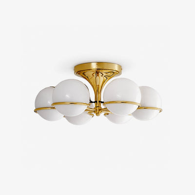 Opal Glass Globe Semiflush Chandelier
