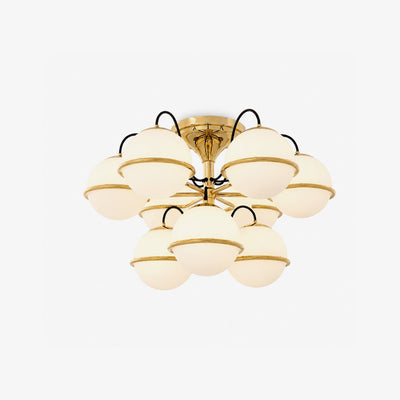 Opal Glass Globe Semiflush Chandelier