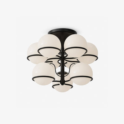 Opal Glass Globe Semiflush Chandelier