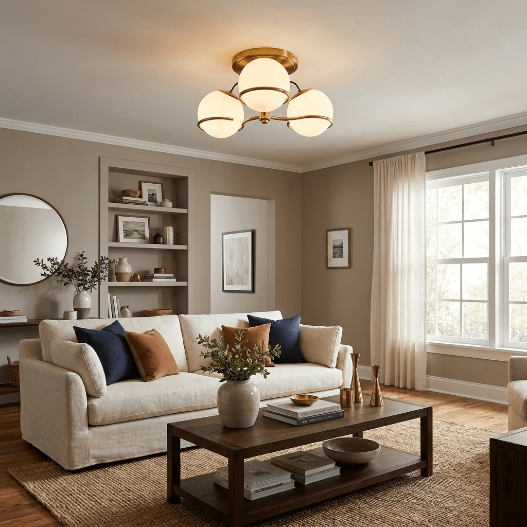 Opal Glass Globe Semiflush Chandelier
