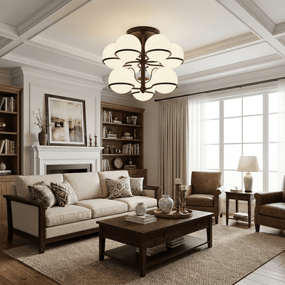 Opal Glass Globe Semiflush Chandelier