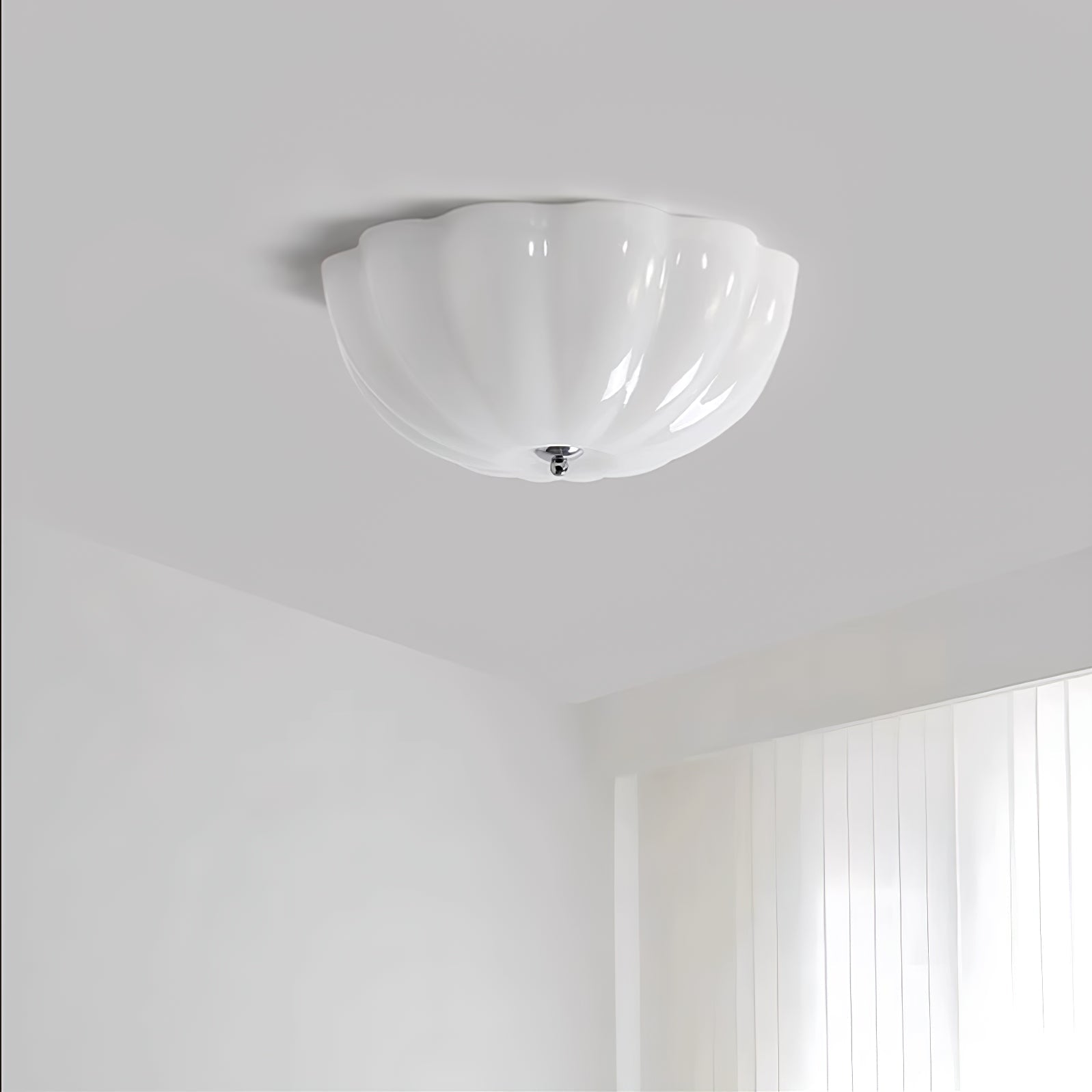 Uphaara Modern Minimalist Opal Shell Glass Ceiling Lamp