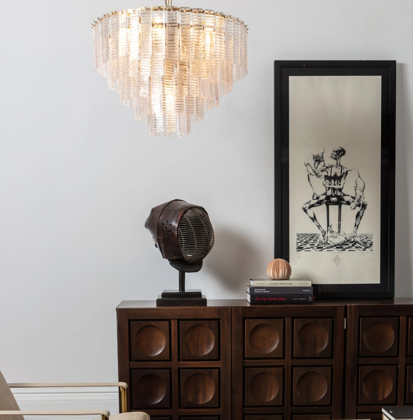 Lioririan Chandelier Pink Murano Glass Layered Vintage Luxury