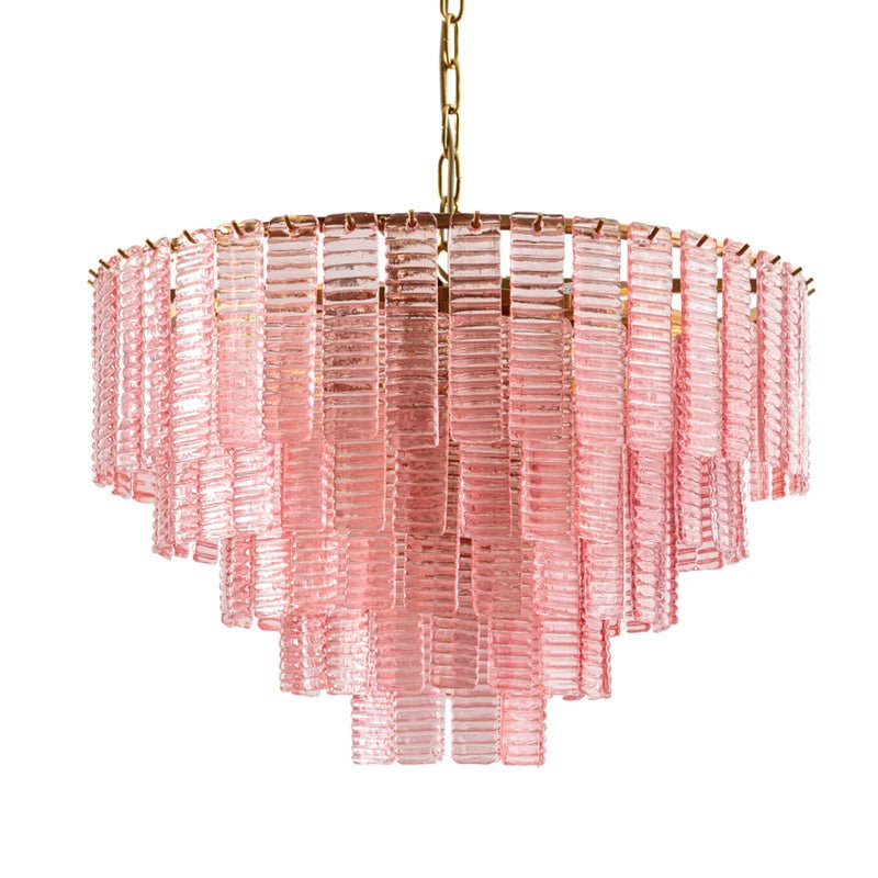 Lioririan Chandelier Pink Murano Glass Layered Vintage Luxury
