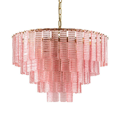 Lioririan Chandelier Pink Murano Glass Layered Vintage Luxury
