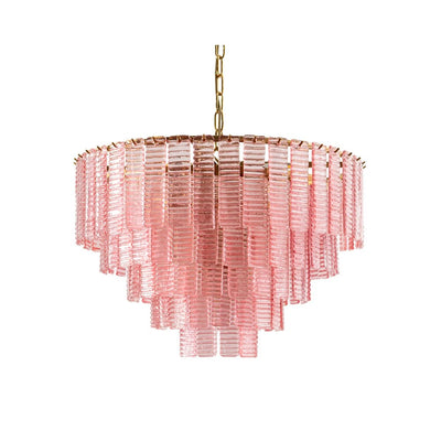 Lioririan Chandelier Pink Murano Glass Layered Vintage Luxury