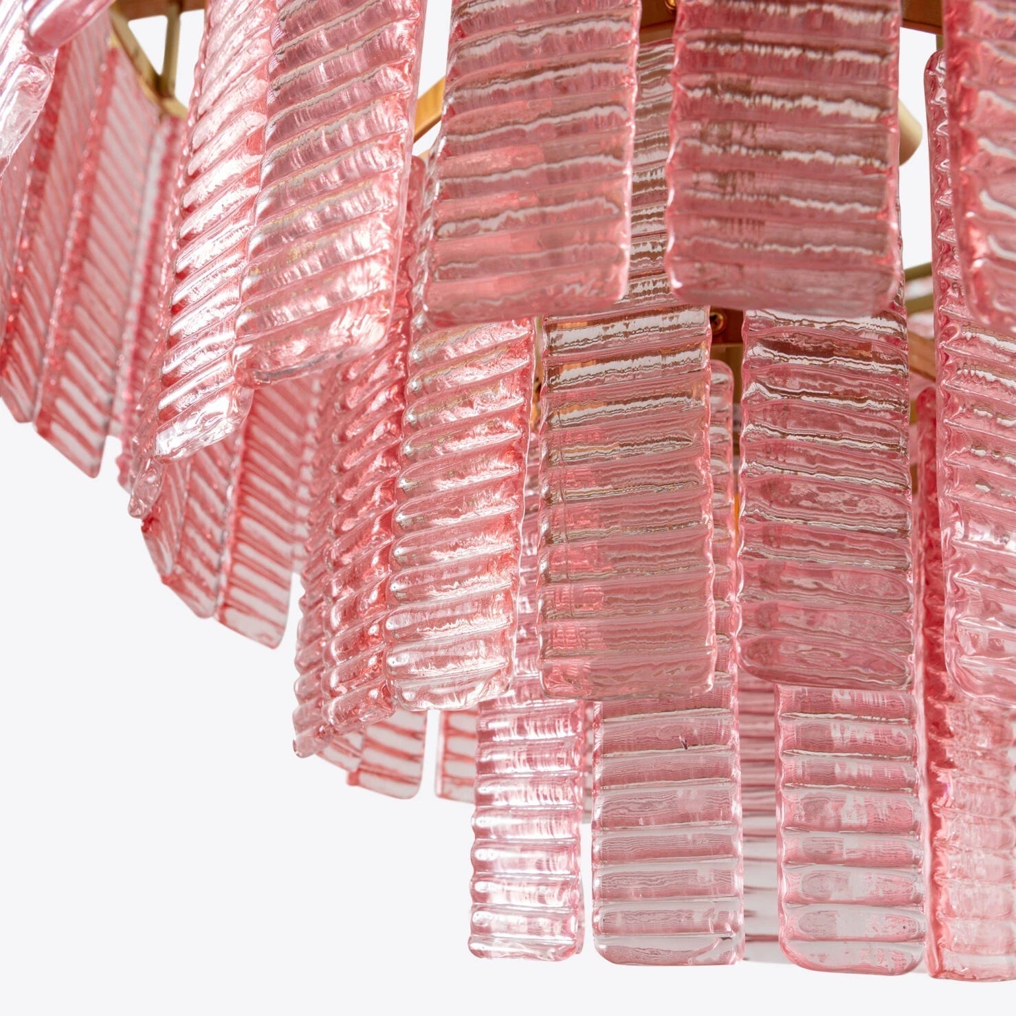 Lioririan Chandelier Pink Murano Glass Layered Vintage Luxury
