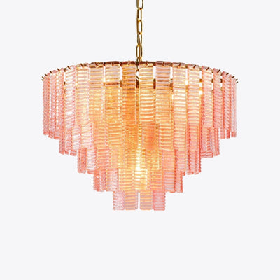 Lioririan Chandelier Pink Murano Glass Layered Vintage Luxury