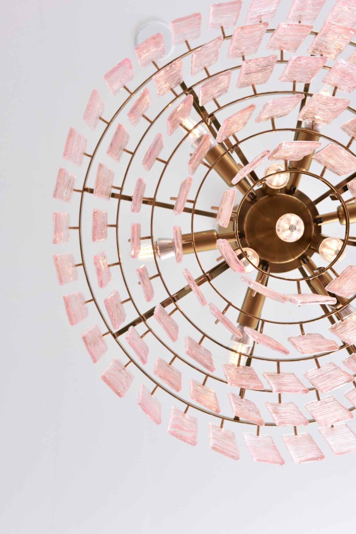 Lioririan Chandelier Pink Murano Glass Layered Vintage Luxury