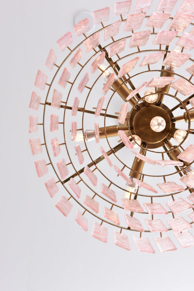 Lioririan Chandelier Pink Murano Glass Layered Vintage Luxury