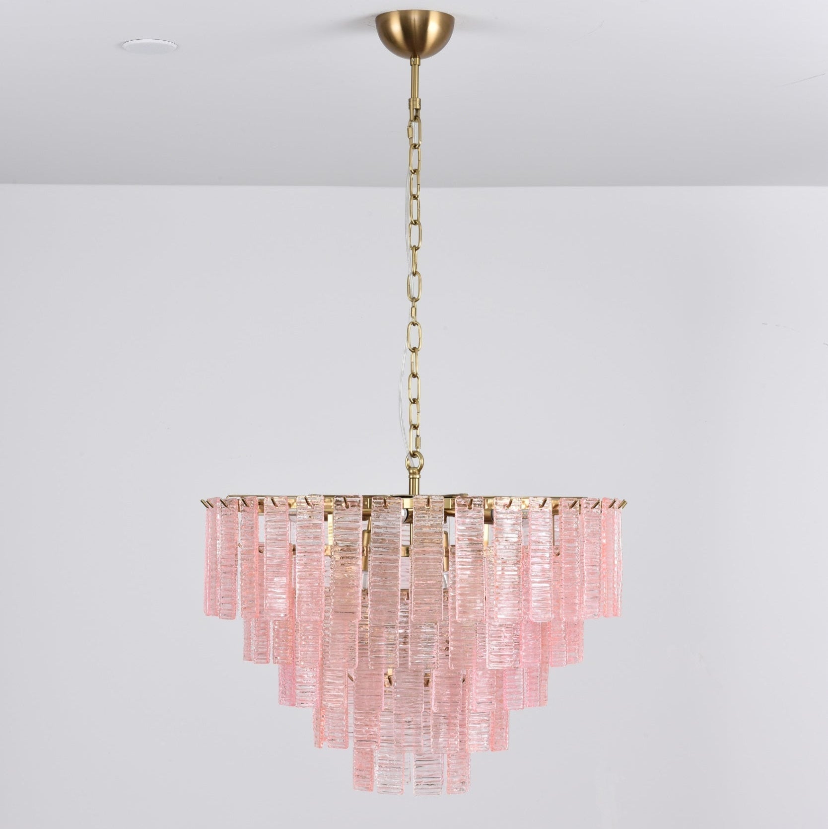 Lioririan Chandelier Pink Murano Glass Layered Vintage Luxury