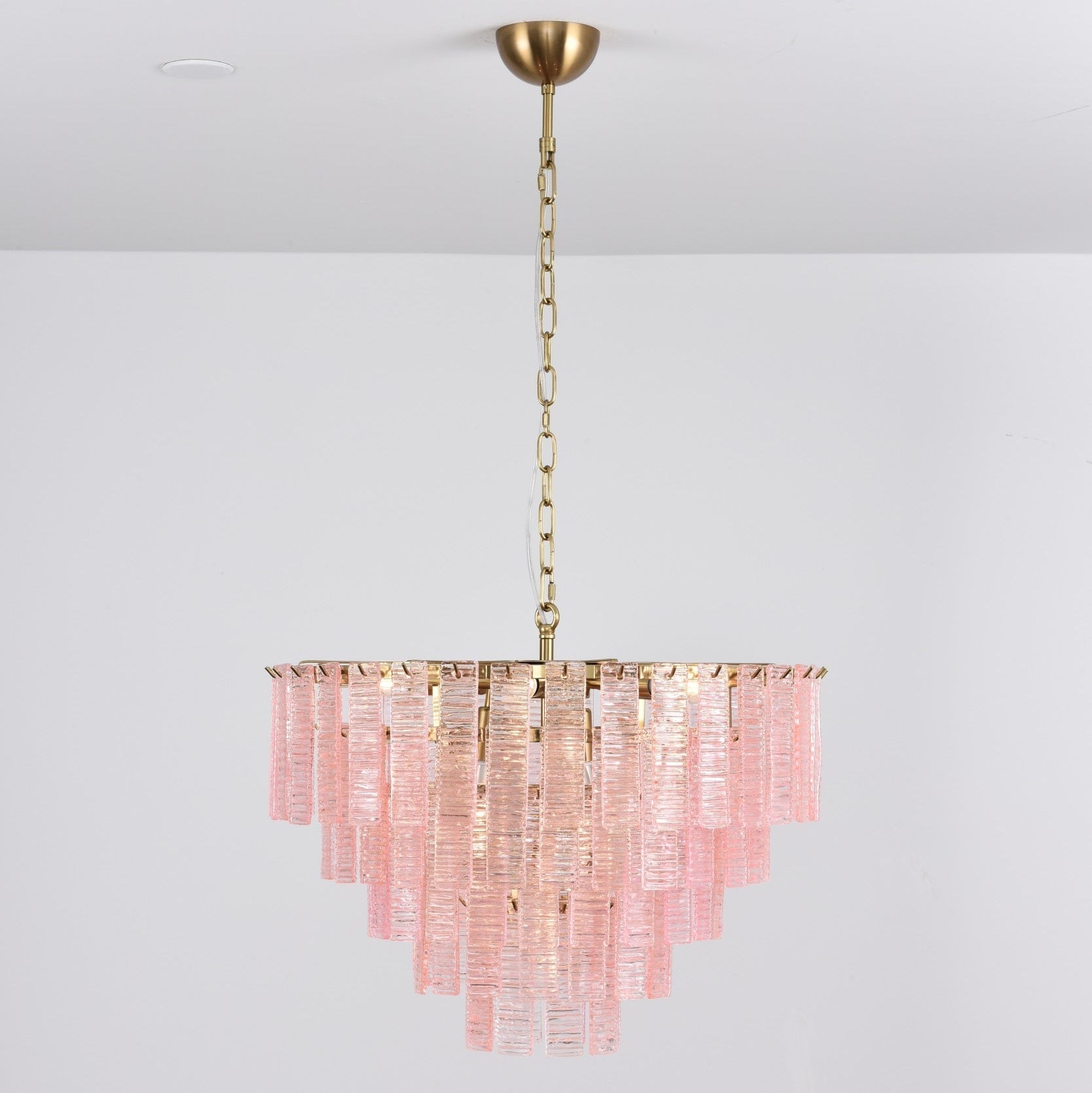 Lioririan Chandelier Pink Murano Glass Layered Vintage Luxury