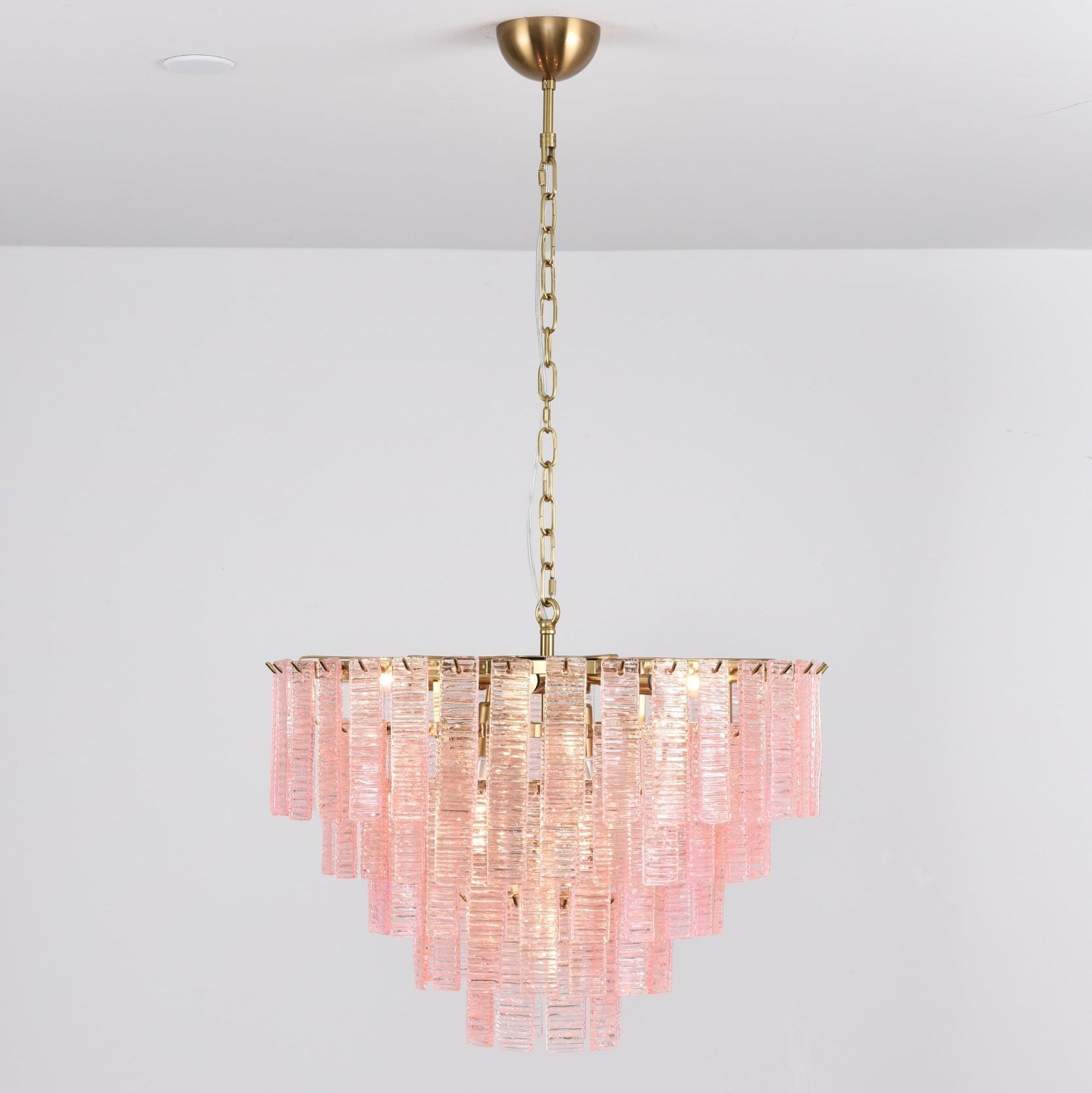 Lioririan Chandelier Pink Murano Glass Layered Vintage Luxury