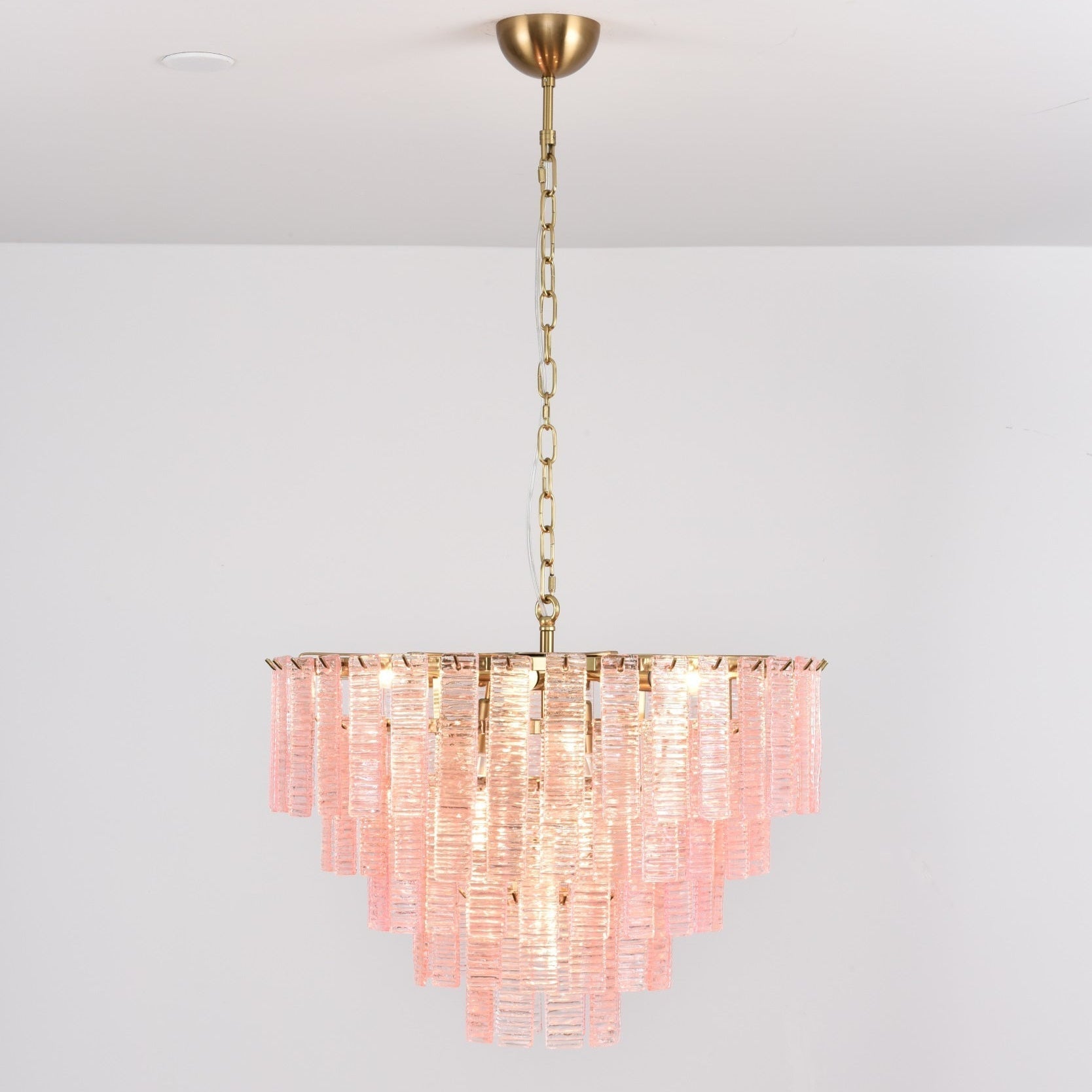 Lioririan Chandelier Pink Murano Glass Layered Vintage Luxury
