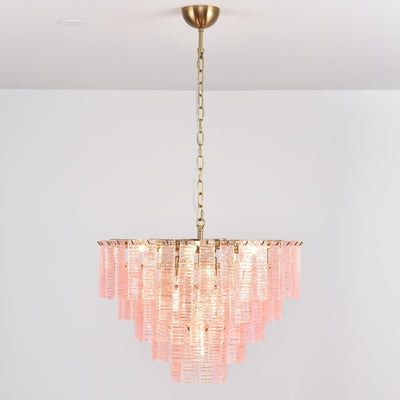 Lioririan Chandelier Pink Murano Glass Layered Vintage Luxury