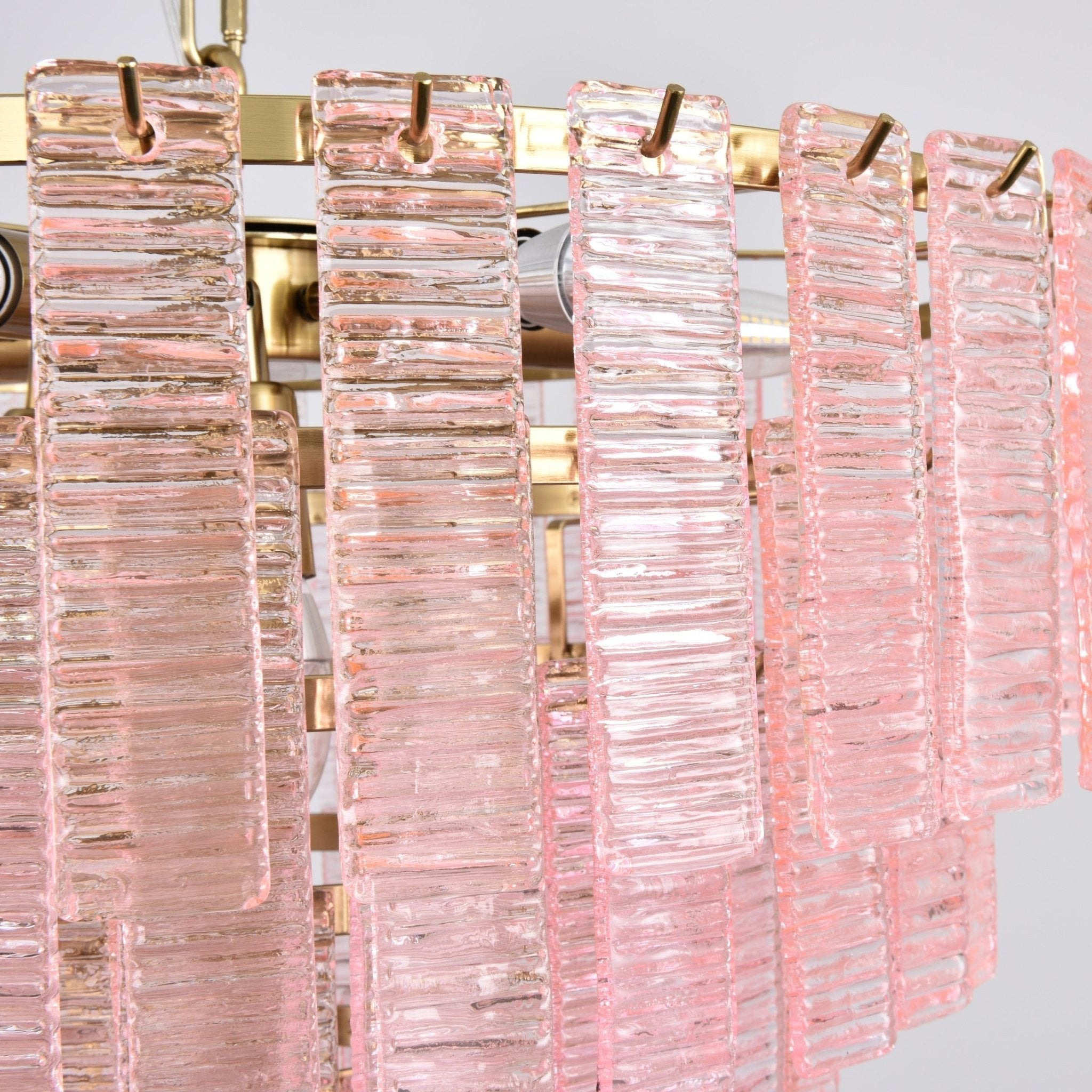 Lioririan Chandelier Pink Murano Glass Layered Vintage Luxury