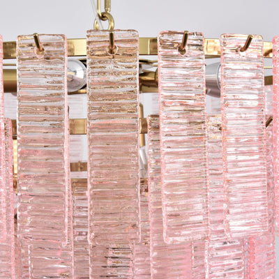 Lioririan Chandelier Pink Murano Glass Layered Vintage Luxury