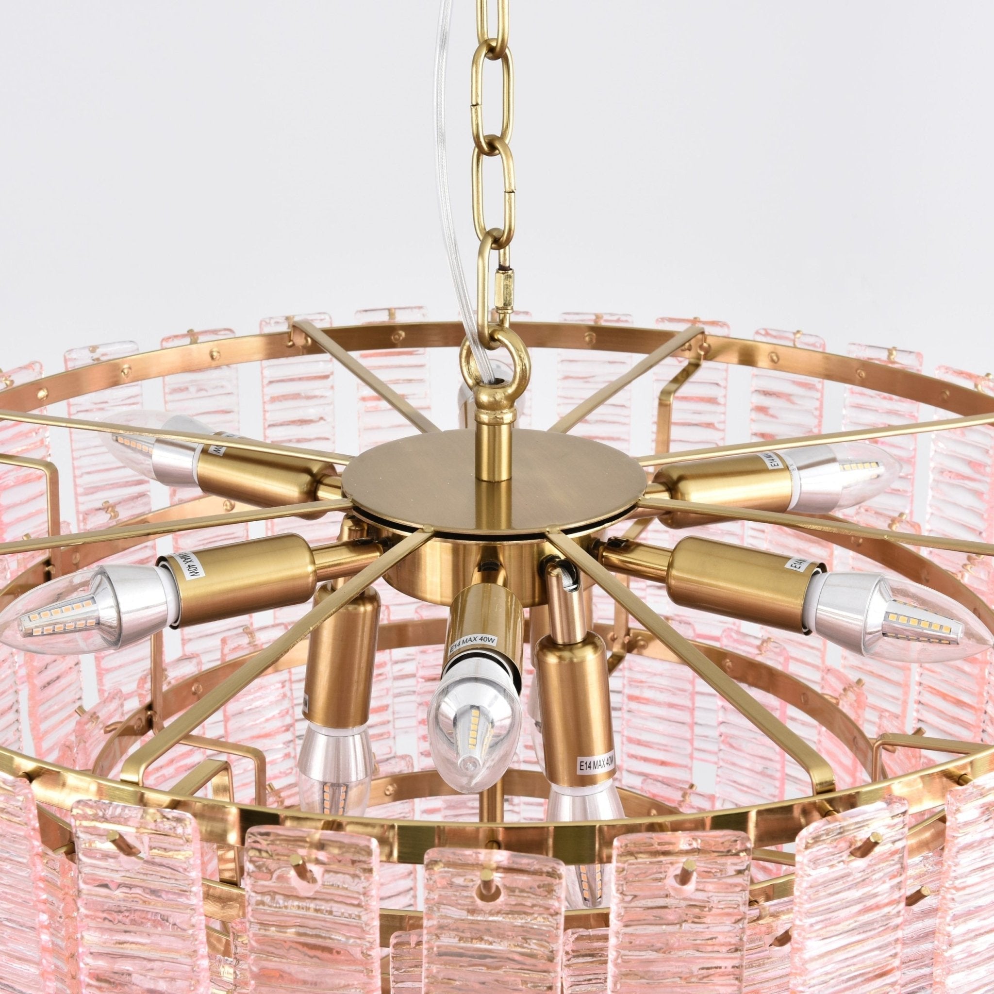 Lioririan Chandelier Pink Murano Glass Layered Vintage Luxury