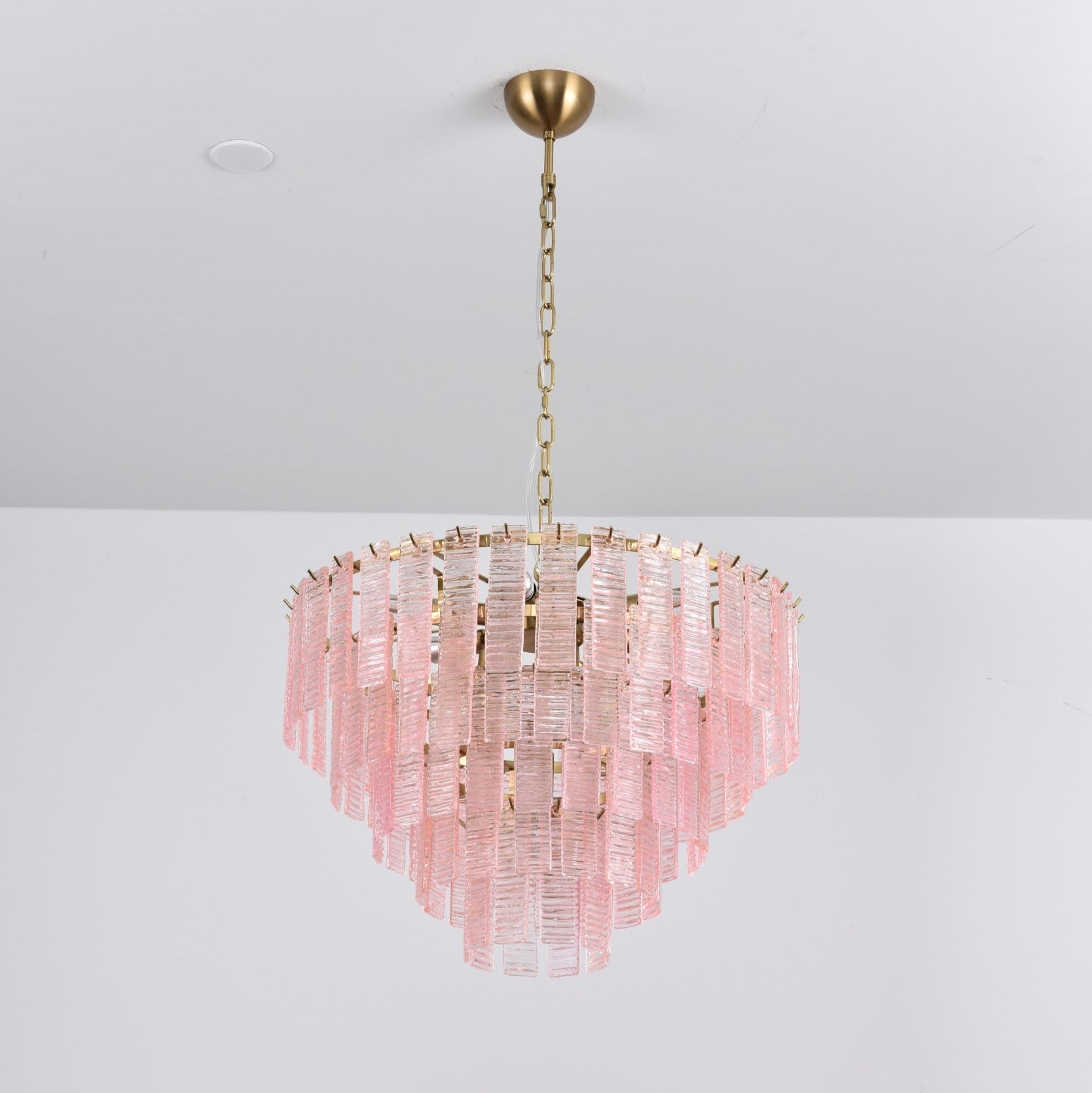 Lioririan Chandelier Pink Murano Glass Layered Vintage Luxury