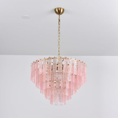 Lioririan Chandelier Pink Murano Glass Layered Vintage Luxury