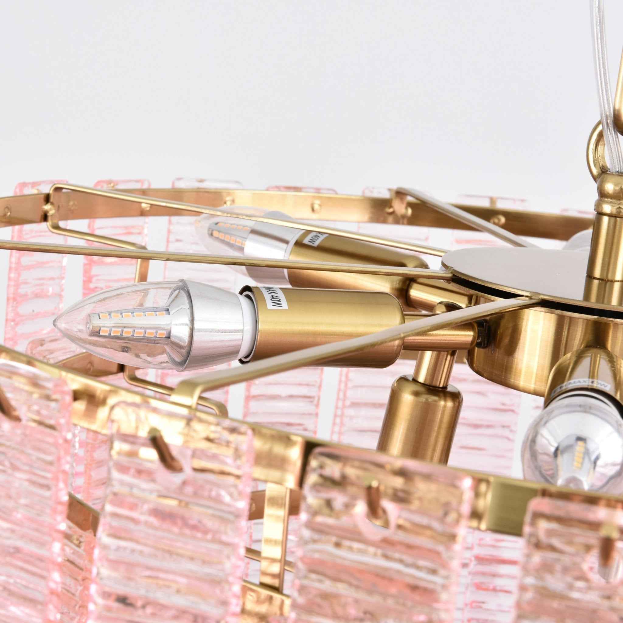 Lioririan Chandelier Pink Murano Glass Layered Vintage Luxury