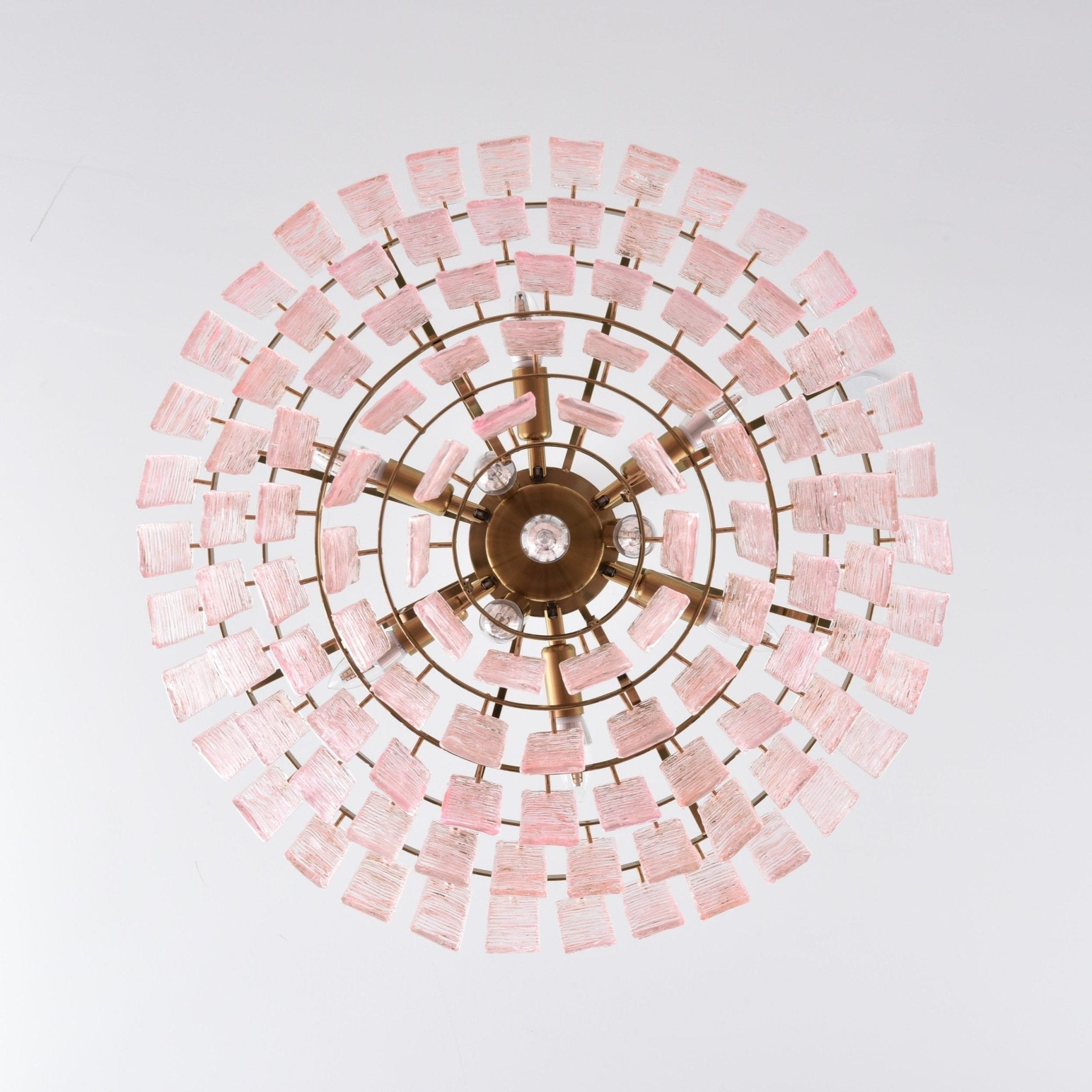 Lioririan Chandelier Pink Murano Glass Layered Vintage Luxury