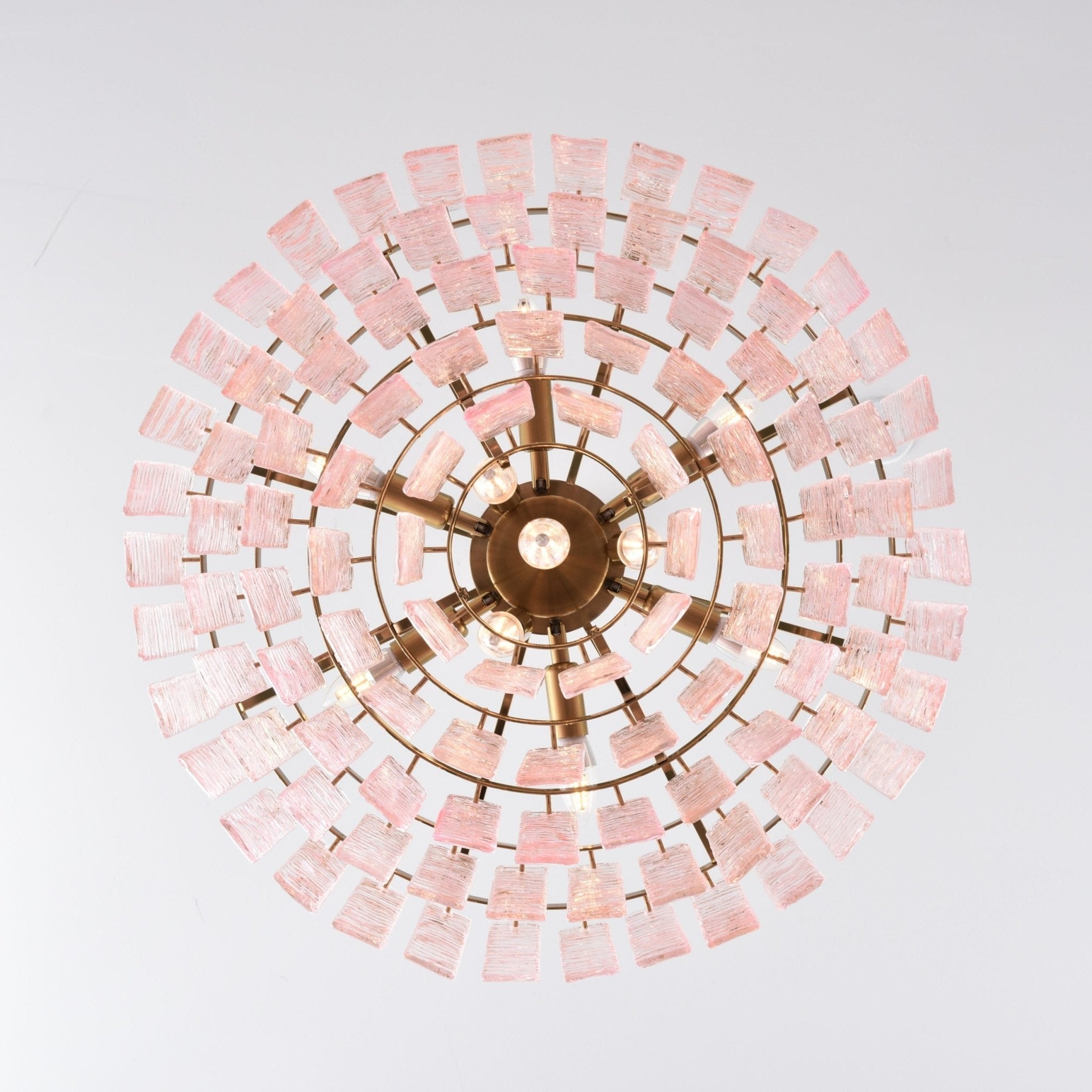 Lioririan Chandelier Pink Murano Glass Layered Vintage Luxury
