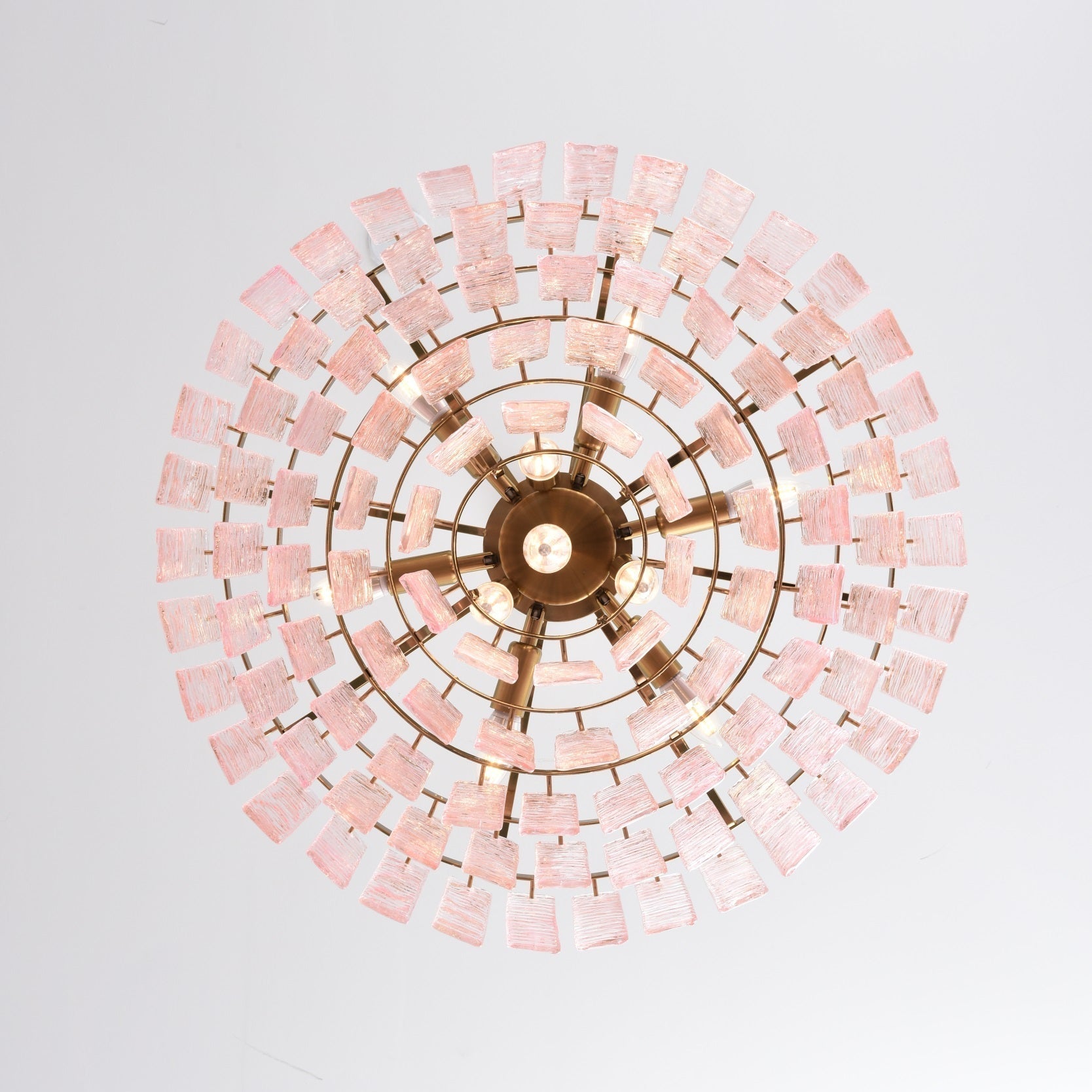 Lioririan Chandelier Pink Murano Glass Layered Vintage Luxury