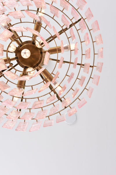 Lioririan Chandelier Pink Murano Glass Layered Vintage Luxury