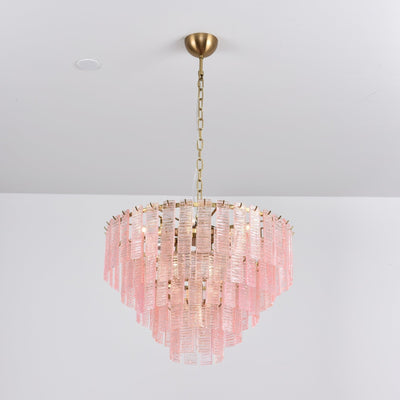 Lioririan Chandelier Pink Murano Glass Layered Vintage Luxury