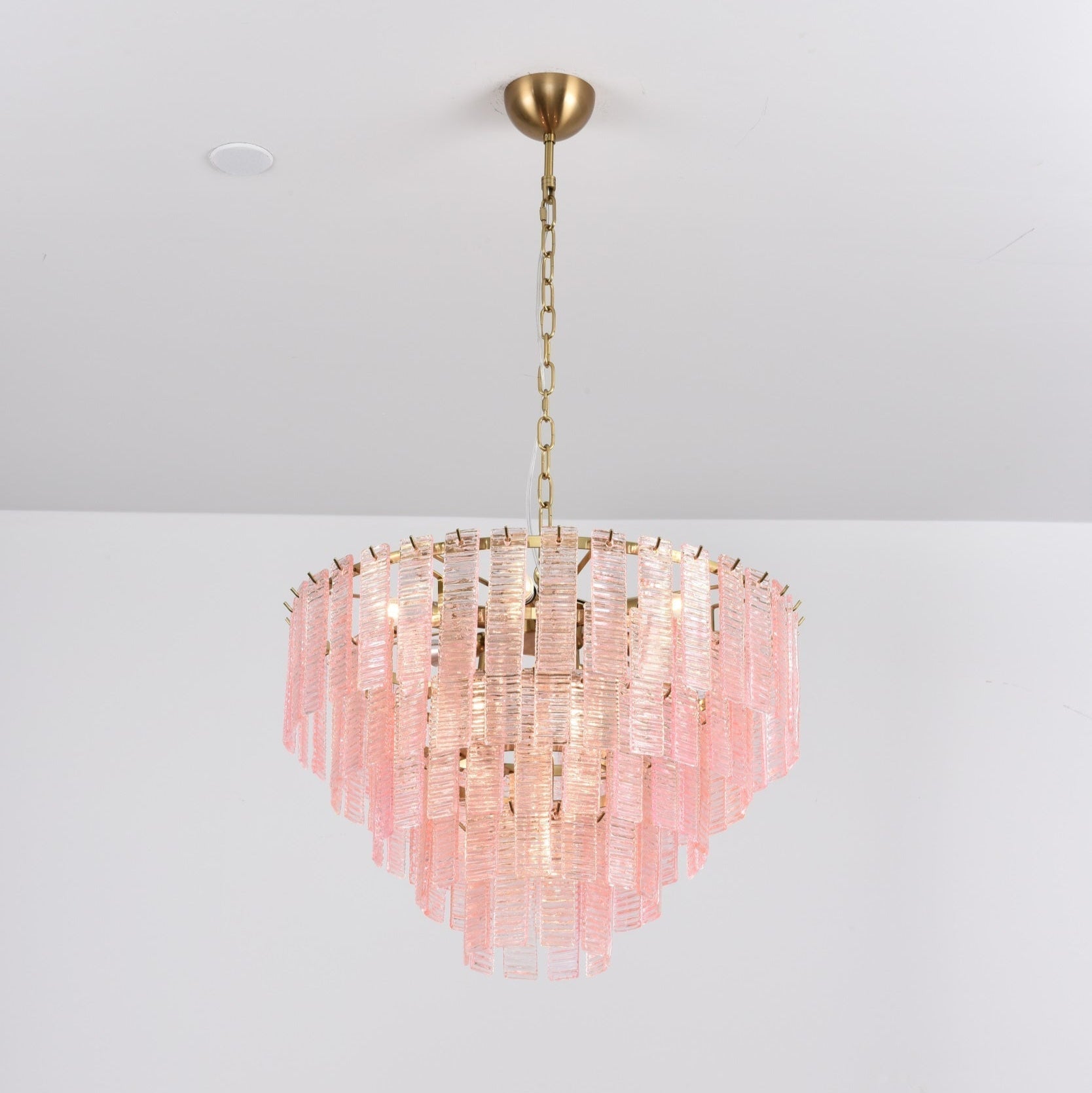 Lioririan Chandelier Pink Murano Glass Layered Vintage Luxury