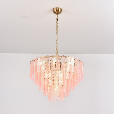 Lioririan Chandelier Pink Murano Glass Layered Vintage Luxury