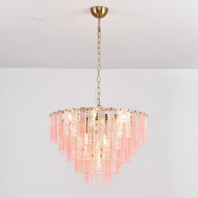 Lioririan Chandelier Pink Murano Glass Layered Vintage Luxury