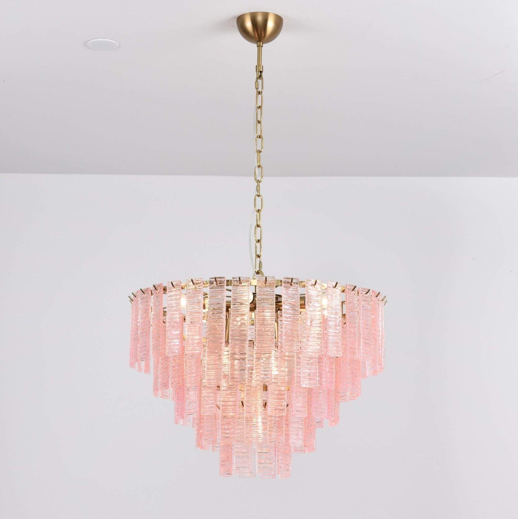 Lioririan Chandelier Pink Murano Glass Layered Vintage Luxury