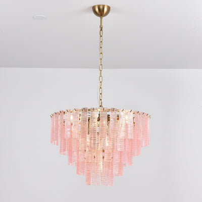 Lioririan Chandelier Pink Murano Glass Layered Vintage Luxury