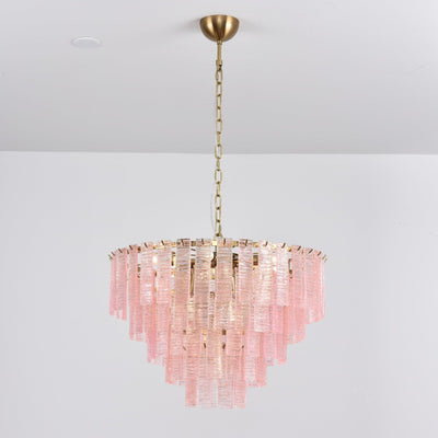 Lioririan Chandelier Pink Murano Glass Layered Vintage Luxury