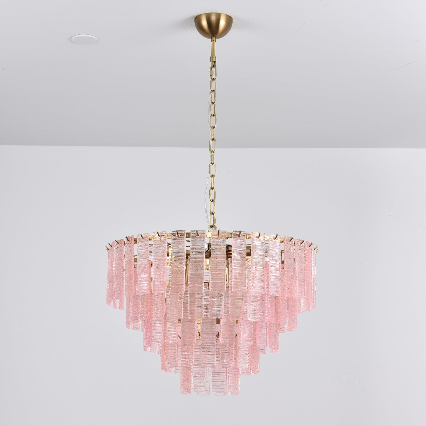 Lioririan Chandelier Pink Murano Glass Layered Vintage Luxury