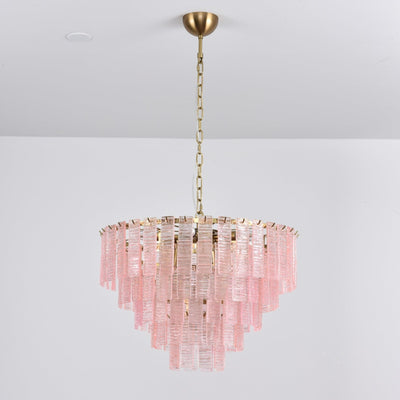 Lioririan Chandelier Pink Murano Glass Layered Vintage Luxury