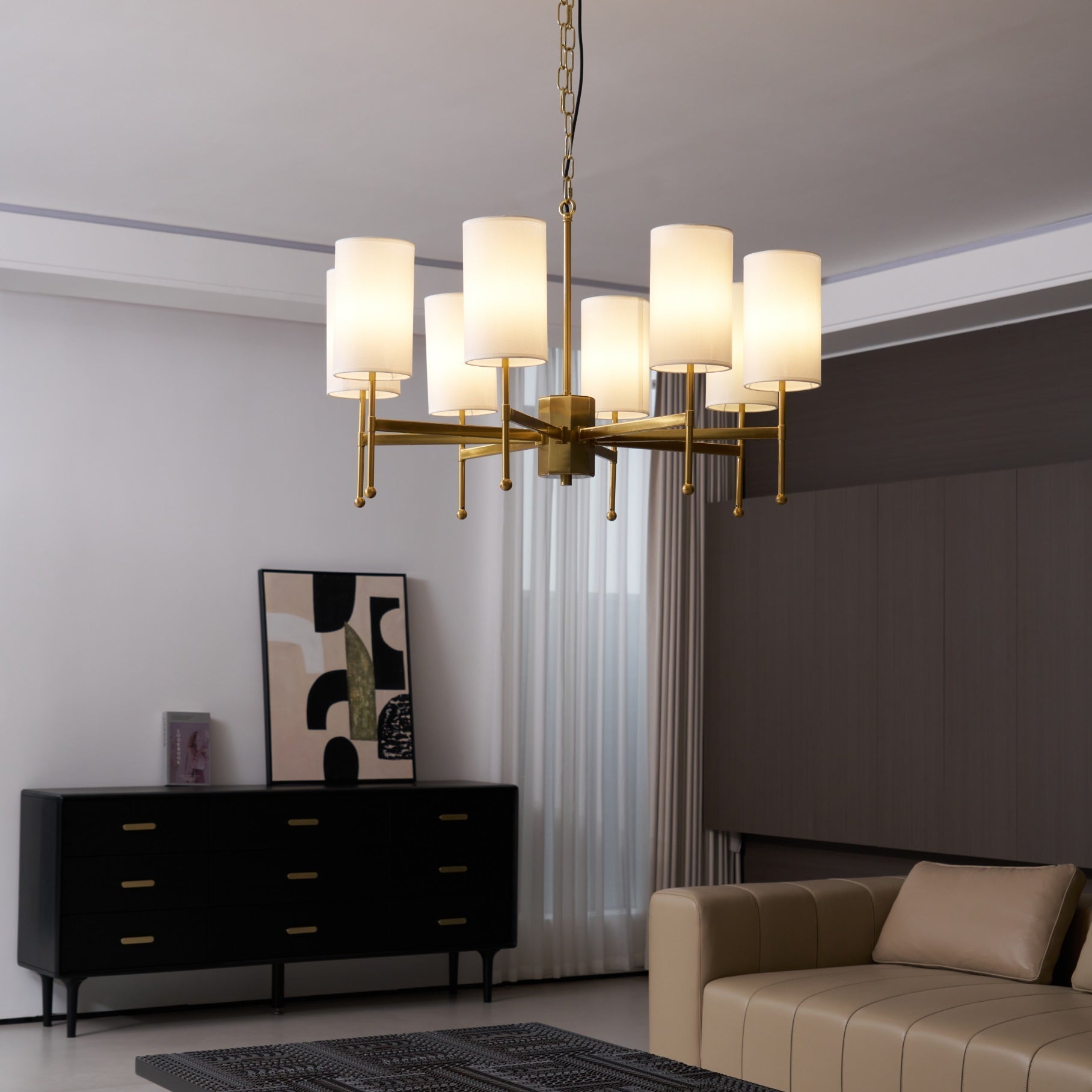 Ulcarisra Traditional Vintage Brass Fabric Chandelier