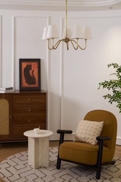 Viraean Vintage Industrial Brass Fabric Chandelier