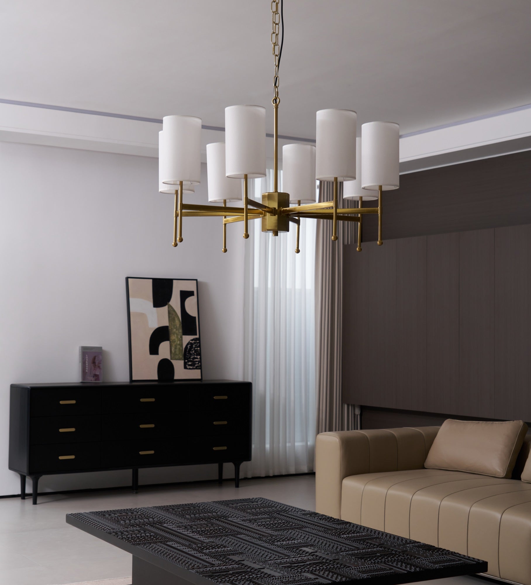 Ulcarisra Traditional Vintage Brass Fabric Chandelier