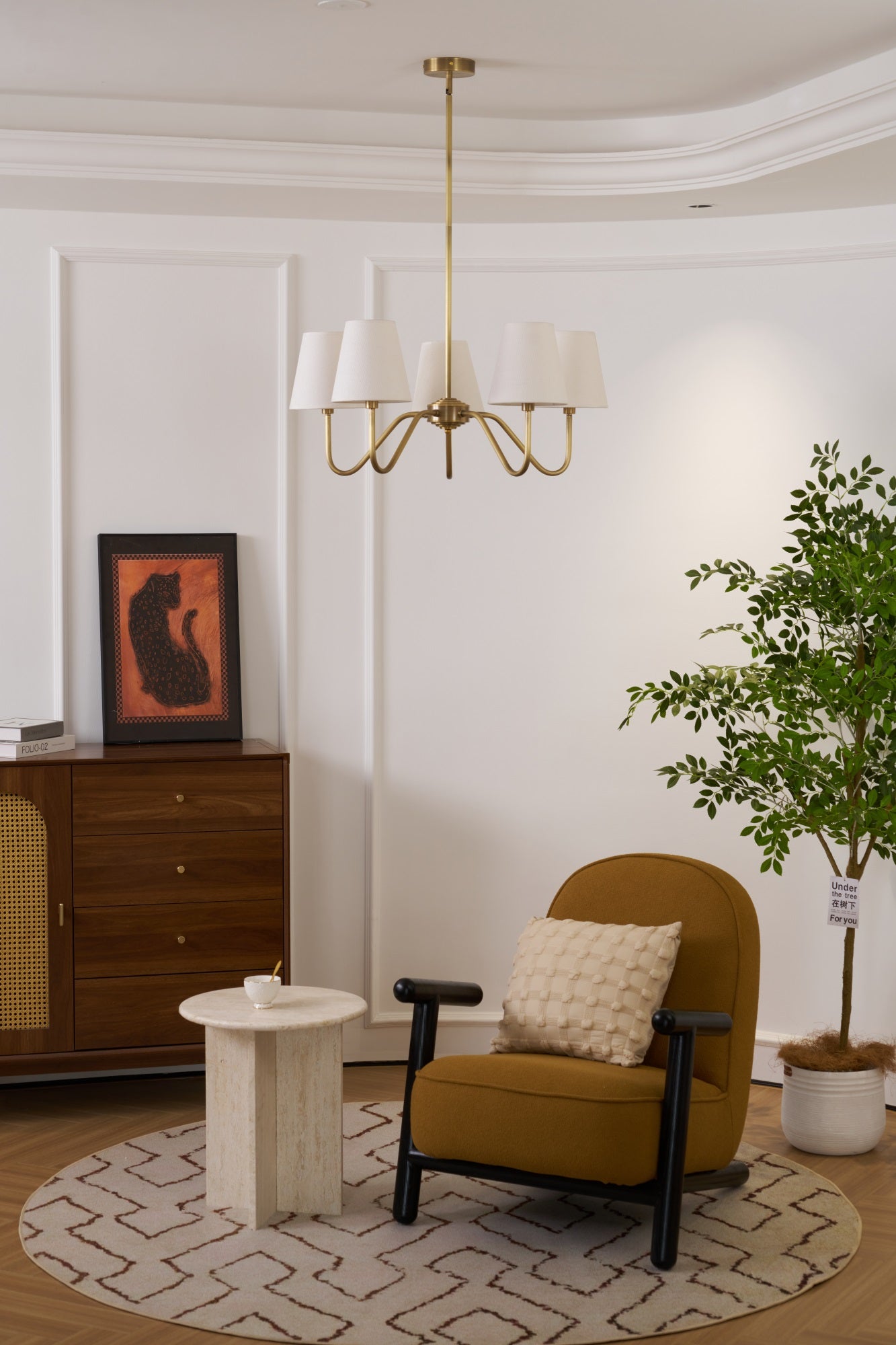 Viraean Vintage Industrial Brass Fabric Chandelier