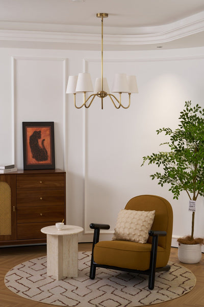Viraean Vintage Industrial Brass Fabric Chandelier