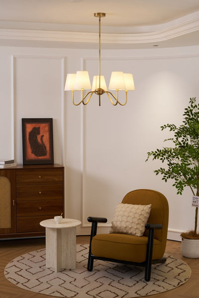 Viraean Vintage Industrial Brass Fabric Chandelier