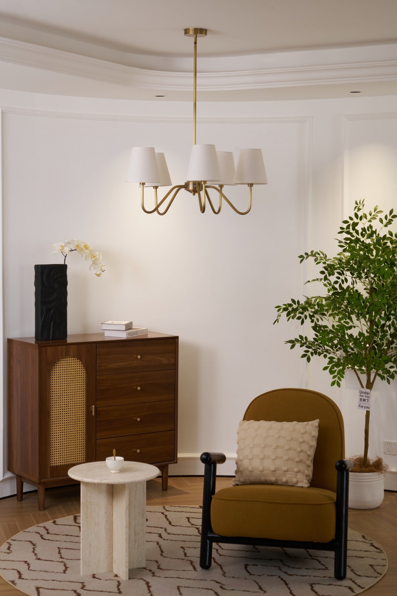 Viraean Vintage Industrial Brass Fabric Chandelier