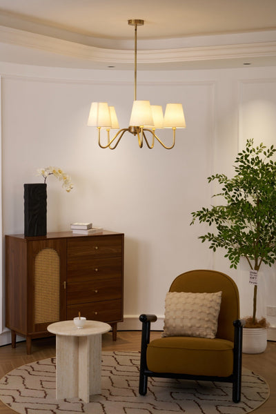 Viraean Vintage Industrial Brass Fabric Chandelier