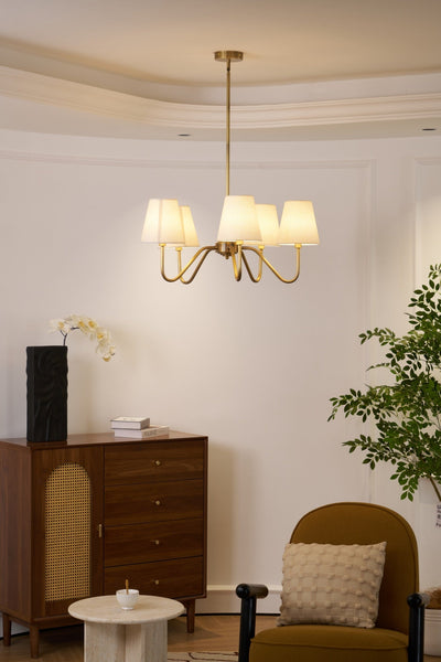 Viraean Vintage Industrial Brass Fabric Chandelier