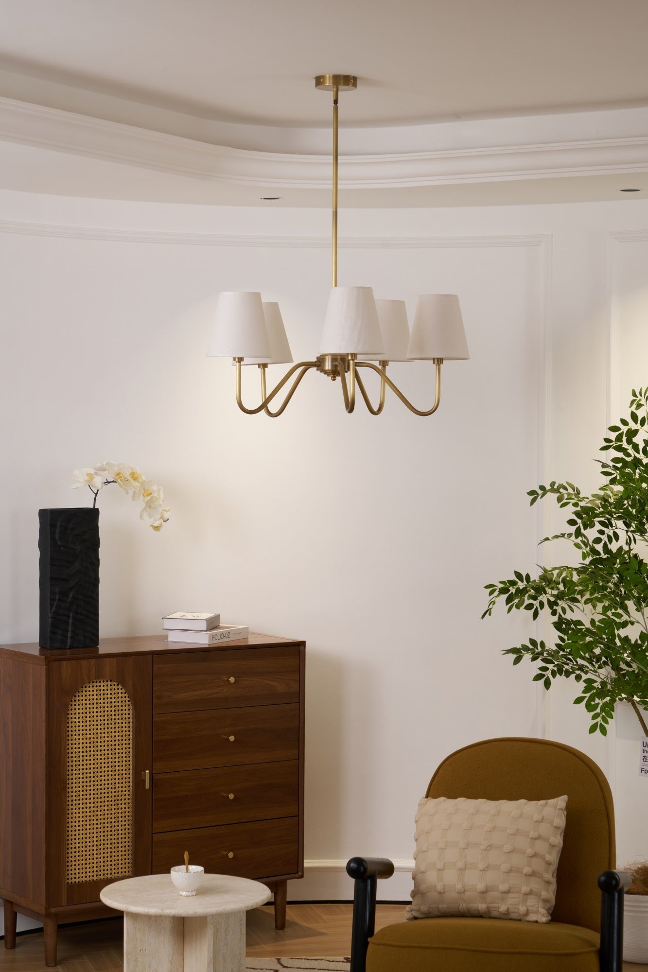 Viraean Vintage Industrial Brass Fabric Chandelier