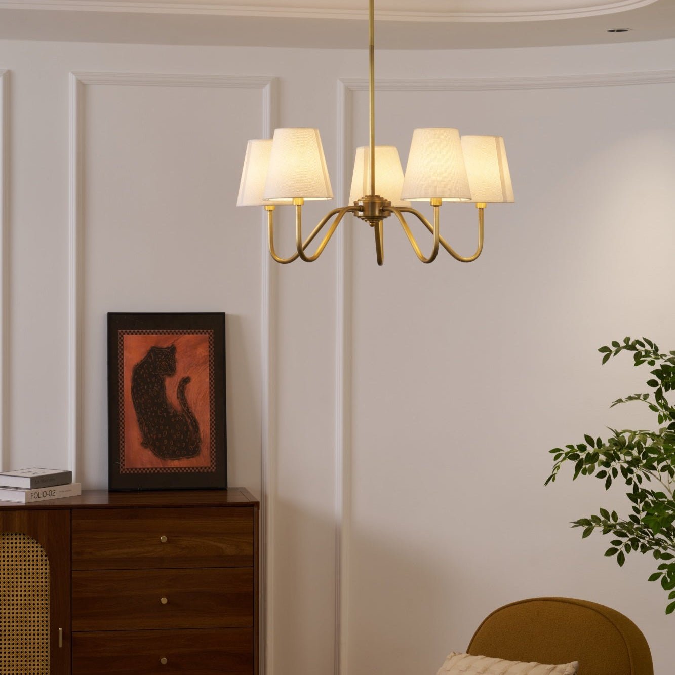 Viraean Vintage Industrial Brass Fabric Chandelier